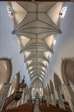 Interior of the late Gothic church of St Martin, Memmingen, Bavaria, Germany, Europe