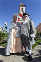 Costume wearer at the Venetian Fair, historical costume, in the castle courtyard, Ludwigsburg,