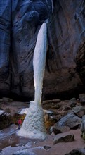 (Copyright © Sylvio Dittrich +49 1772156417) Ice column in the Gautschgrotte, after many years you