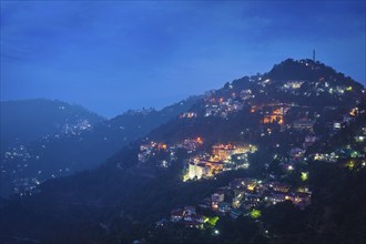 Night view of Shimla, the capital of Indian state Himachal Pradesh. Shimla, Himachal Prades, India,