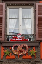 Christmas decorated window, Alsace, France, Europe