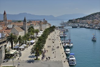 View from Kamerlengo Castle over the old town, Unesco World Heritage Site, Trogir, Dalmatia,