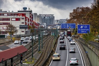 Motorway A40, Ruhrschnellweg, in Essen, route through the city centre, is affected by a possible