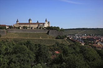 South side, Marienberg Fortress, Würzburg, Lower Franconia, Bavaria, Germany, Europe