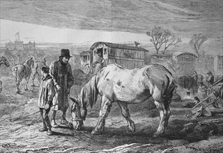 The Old Friend, Old Horse in a Camp of the Travelling People, 1869, France, Historical, digitally