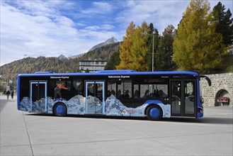 Passenger Bus Hahnensee Express, St. Moritz, Switzerland, Europe