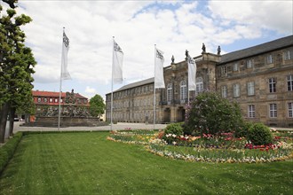 Margrave's Fountain and New Palace, Bayreuth, Upper Franconia, Franconia, Bavaria, Germany, Europe