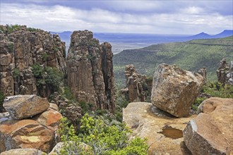 Dolerite columns at Valley of Desolation in the Camdeboo National Park in the Karoo near the town