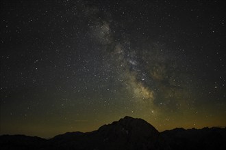 The Milky Way in summer over the Kahlersberg, the highest mountain of the Hagengebirge in the