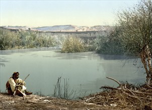 The river Jordan, Holy Land, Israel, c. 1890, Historic, digitally restored reproduction from a 19th