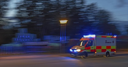 Ambulance on night duty, Bavaria, Germany, Europe