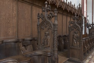 Choir stalls from the 15th century, Bardowick Cathedral, Bardowick, Lower Saxony, Germany, Europe