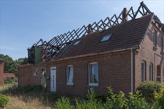 Burnt down single-family house, Lower Saxony, Germany, Europe