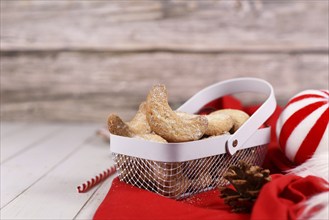 Cescent christmas cookies called 'Vanillekipferl', a traditional Austrian or German Christmas