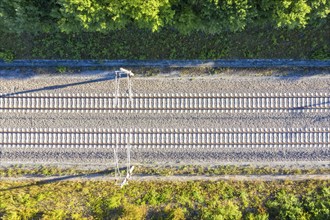 Railway track rails railway line train railway line aerial aerial photo, Stuttgart, Germany, Europe