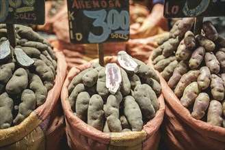 Potato variety, Mercado Mayorista, Huancayo, PeruIca Street, Huancayo, Peru, South America