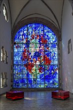 Monumental stained glass window La Paix, the Peace, by Marc Chagall in the Chapelle des Cordeliers,