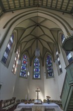 Chancel of the neo-Gothic church, built around 1860, Köndringen, Baden-Württemberg, Germany, Europe