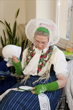 White embroiderer in Bad Muskau traditional costume