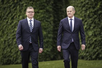 (R-L) Olaf Scholz, Federal Chancellor, receives. Petteri Orpo, Prime Minister of the Republic of