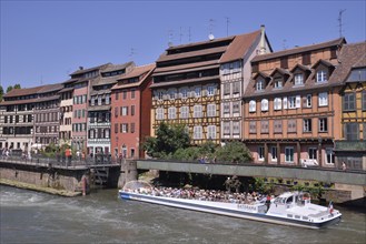 Excursion boat on the River Ill, "La Petite France", UNESCO World Heritage Site, Petite-France,