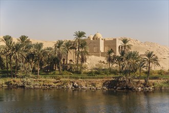 Landscape with building, Nile bank, Nile, Egypt, Africa