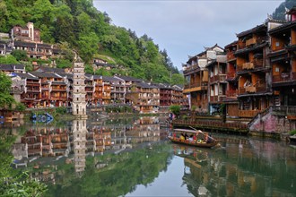 Chinese tourist attraction destination, Feng Huang Ancient Town (Phoenix Ancient Town) on Tuo Jiang