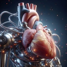 AI robot using human heart. concept image. AI generated