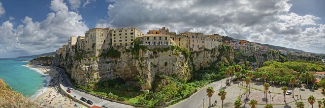 The medieval old town of Tropea with its turquoise sea and sandy beaches, Tropea, Vibo Valentia,