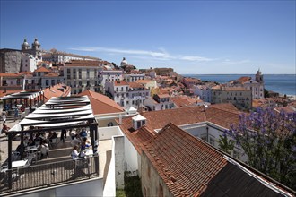 View from the Miradouro Santa Luzia over the historic centre of Lisbon, Alfama district, Lisbon,