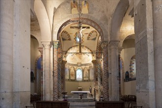 Biozat painted church. Church Saint Symphorien choir. Allier department, Auvergne Rhone Alpes,