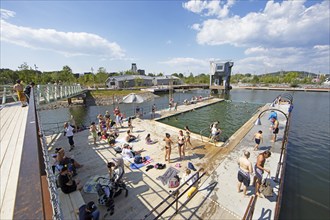 Harbour swimming pool in Jubileumsparken or public swimming pool in the river Göta älv,