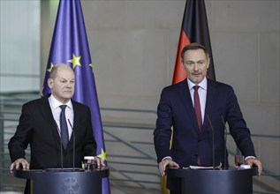 Olaf Scholz (SPD), Bundeskanzler und Christian Lindner (FDP), Bundesminister der Finanzen,