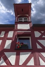 Historic lift bay window on a residential building, Schnaittach, Middle Franconia, Bavaria,