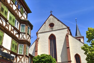 Mosbach, Germany, June 2021: Church called 'Mosbach Abbey' or 'Stiftskirche St. Juliana' in old