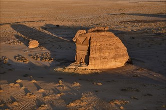 Qasr Al-Farid, 2000-year-old tomb of the Nabataeans, aerial view, Hegra or Madain Salih, AlUla