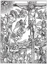 The Crucifixion, woodcut by Albrecht Dürer, historical, digitally improved reproduction of an old