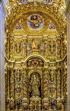 Gold-leafed altar in a historic baroque church in Pelourinho in Salvador, Bahia, Brasil