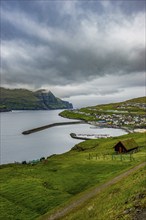 Overlook over Eidi, Eysturoy, Faroe islands, Denmark, Europe