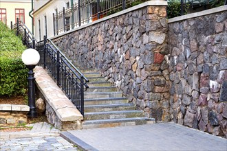 Stairs and stone wall of a building