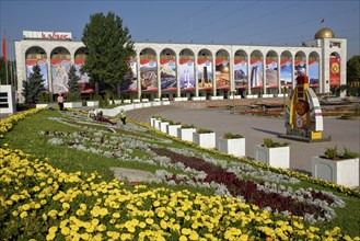 Festively decorated Ala-Too Square, Bishkek, Kyrgyzstan, Asia