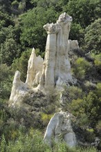 Strange rock formations created by water erosion at the Orgues d'Ille-sur-Têt in the