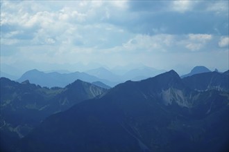 View from the Wendelstein into the surroundings, August, Bavaria, Germany, Europe