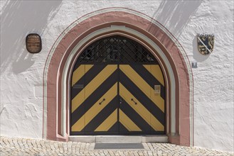 Entrance gate to the historic town hall, 14th century and 1540, Zeil am Main, Lower Franconia,