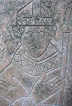 Tomb slab in the Cistercian Abbey of Fontenay, Unesco World Heritage Site, Cote d'Or, Burgundy,