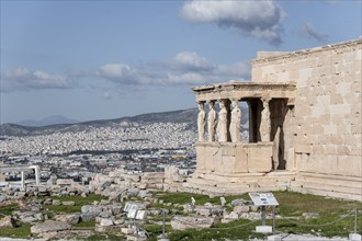 Erechtheion Temple with Caryatids, Caryatid Hall, Acropolis, Athens, Greece, Europe