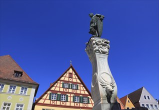 Germany, Middle Franconia, town of Weissenburg, fountain figure, Luitpold of Bavaria, in the