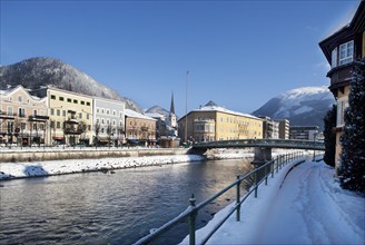 Promenade with river Traun, Bad Ischl, Salzkammergut, Upper Austria, Austria, Europe