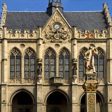 City Hall with Romans at the Fish Market, Erfurt, Thuringia, Germany, Europe