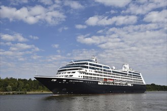 Cruise ship Azamara Pursuit in the Kiel Canal, Germany, Europe